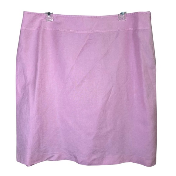 Tahari Arthur S Levine MIX Womens 2-pc Linen Blend Pink Suit Jacket Skirt Sz 16 - Picture 8 of 14